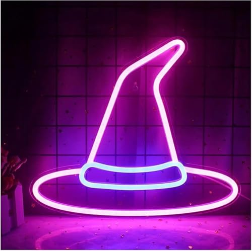 Néon chapeau de sorcière LED pour sublimer votre déco de fête et de chambre