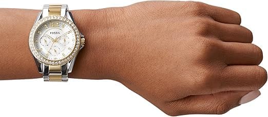 Watch case size guide showing various round watch sizes from 22mm to 34mm