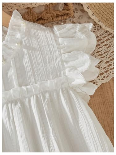 Girl's Ruffle Cap Sleeve A Line Dresses Beaded Frill Stand Collar Flared Short Dresses4