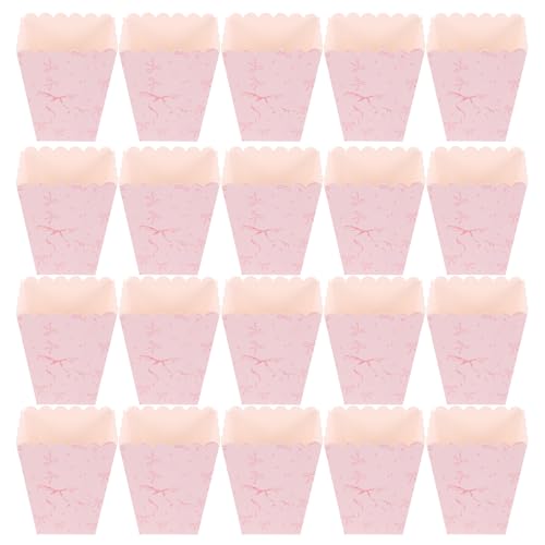 Amosfun 20 Unidades Caja de Papel Rosa para Palomitas de Maíz Lazo Elegante, Contenedor para Snacks Seguro y Decorativo, Adecuado para Cine y Eventos