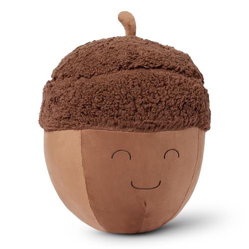 Amazon Basics Eichelförmiges Plüschtier Kissen, Spielzeug Stofftier für Bett oder Sofa, Kinderzimmer Deko, Braun