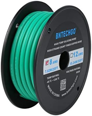 BNTECHGO 8 Gauge Silicone Wire Ultra Flexible 6 ft high Temp 200 deg C 600V 8 AWG Silicone Wire 1650 Strands of Tinned Copper Wire Stranded Wire Model Cable Black and Red Each Color 3 ft