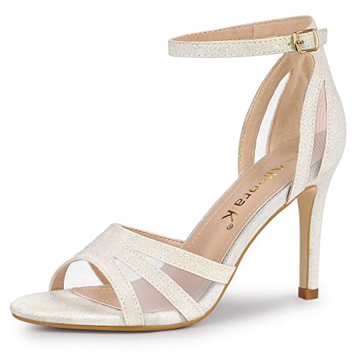 Image of Allegra K Women's Glitter Ankle Strap Stiletto Heels Sandals
