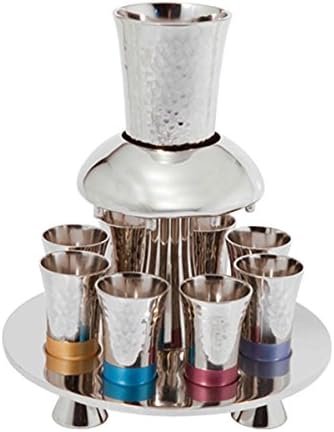 Kiddush Cup & Fountain Set - Yair Emanuel NICKEL KIDDUSH FOUNTAIN (Bundle)