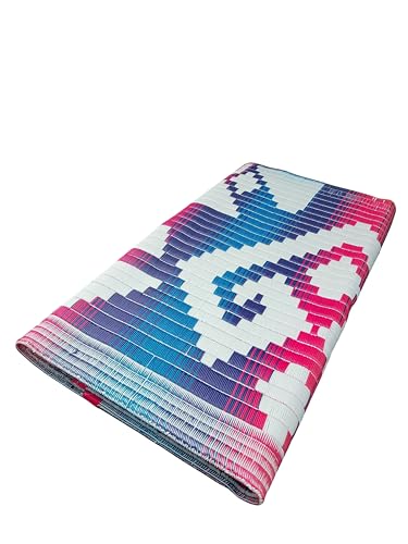 Image of Plastic Mats for Sleeping On Floor Sitting Reversible Chatai Square Shape Mats for Home Living Room, Bedroom Floor, 4X6 Feet, Assorted