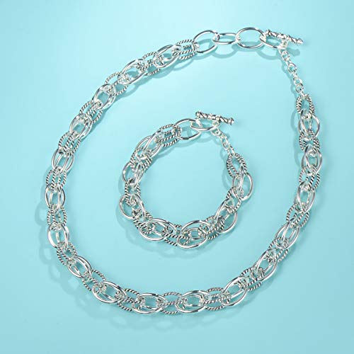UNY JEWEL Bracelet Designer Brand Inspired Antique Women Jewelry Double Twisted Cable Link Wire Vintage Valentine (Silver)3