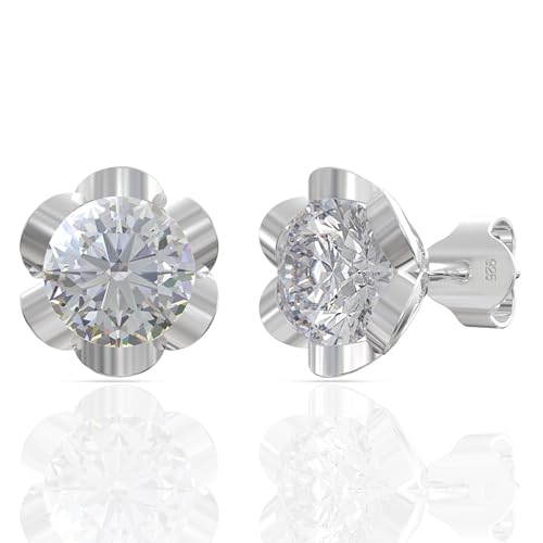 Image of 925 Pure Silver Earrings for Women | Hallmarked Pure Silver Stud Earrings | Hypoallergenic Lightweight Daily Wear Jewellery | Gift for Wife, Girlfriend, Mother, Sister | Birthday, Anniversary, Rakhi