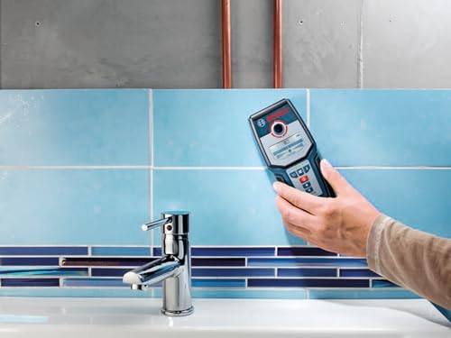Image of BOSCH GMS 120 Wall Scanner with Modes for Wood, Metal, and Live Wiring, Includes 9V Battery, Hand Strap, & Pouch