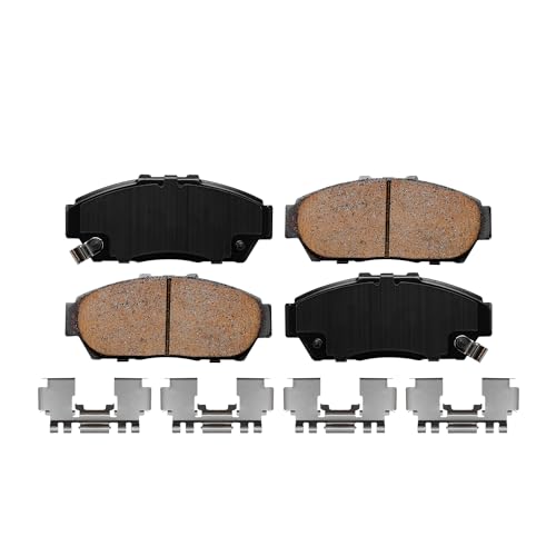 Image of Detroit Axle - Front Ceramic Brake Pads with Hardware Set Replacement for 1993-1995 Honda Civic, 1994-2001 Acura Integra - 4pc Set