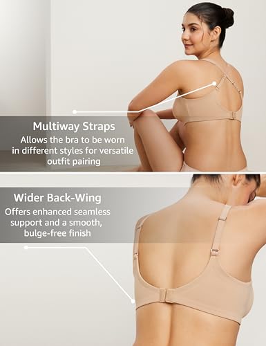 Image of Symbol Premium Nylon Blend Women's Minimiser Bra (Non Padded,Wired,Full Coverage,Broad Cushioned Strap,4 Way Stretch Fabric)