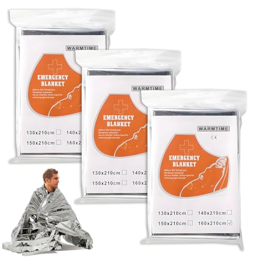 iwontalersy Manta Térmica Supervivencia,Manta Termica Oro Plata,Reutilizable,210×160 cm,Adecuada para Proteger Tanto del Frío como del Calor (3 Piezas)