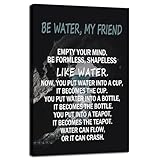 Bruce Lee Quotes Inspirational Wall Art 'Be Water,My Friend' Philosophical Thought Motivational Wall Decor for Bedroom School Office Canvas Print Poster Framed Ready to Hang [12' W X 18' H]
