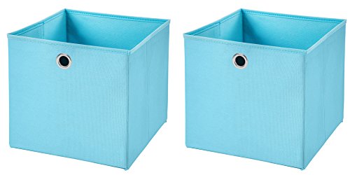 2 Stück Faltbox Hellblau 28 x 28 x 28 cm Aufbewahrungsbox faltbar Cover