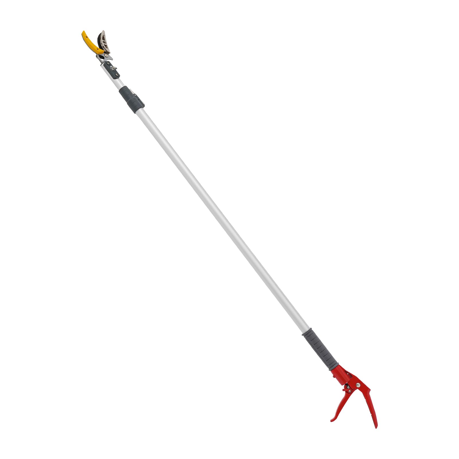 Fyssnn Red, Silver Tree Loppers Long Reach 1.2-2.2 M Telescopic Tree Pruner 27 Cm Saw Blade Length Pole Pruner Branch Cutters Suitable For Pruning And Sawing Branches Picking Vegetables Fruits Etc
