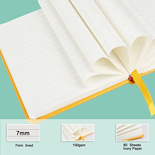 Carnet de poche ligné jaune Lot de 2 petits calepins A6 couverture rigide
