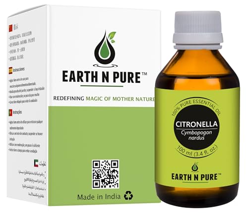 Image of Earth N Pure Citronella Essential Oil Undiluted, Natural, Therapeutic Grade 100 ml