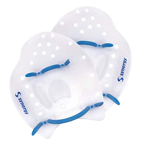 Synergy Hand Paddles for Swim Training (Medium, Clear)
