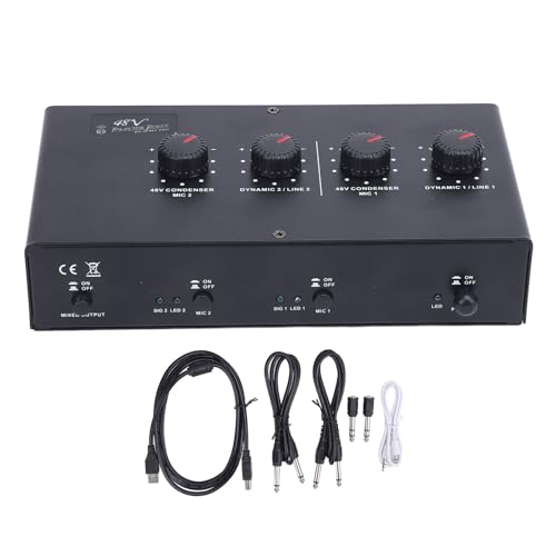 Amplificateur de microphone dynamique et alimentation fantôme 48V pour guitare et micro