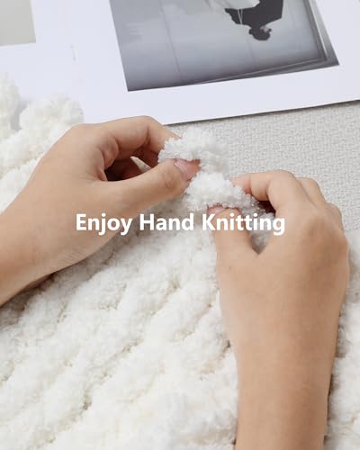 Image of Cozyful Chunky Yarn for Hand Knitting, #9 Thick Jumbo Big Chunky Yarn for Crocheting, Super Chunky Knit Blanket Yarns, Large Chunky Chenille Yarns, 8 Pack (30 yds 8 oz Each Skein), Cream