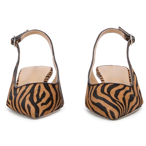 ClassicSter Leopard Slingback Heels for Women Pointed Toe Low Kitten Heel Pumps with Buckle Animal Print Comfortable Dress Shoes3