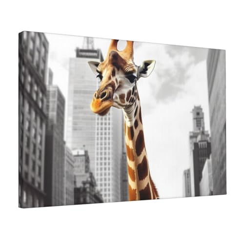 Toile girafe à New York pour déco murale de salon et chambre