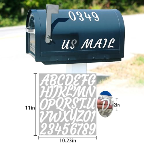 Image of 380 Pieces 10 Sheets Letter Stickers,Self Adhesive Waterproof Mailbox Numbers Stickers,Alphabet Decals for DIY,Bulletin Board,Window,Door,Sign,Bike,Car,Laptop,Scrapbook(White, 2 Inch)
