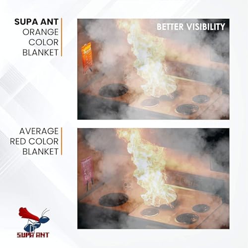 Supa Ant Emergency Fire Blanket for Home and Kitchen – 4 Pack 1500F High Visibility (Glow in The Dark) Smother Kitchen Fire Blanket – CE Certified Hero Fire Blankets Emergency for Home (40in)
