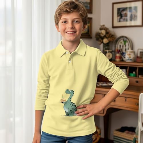 ZFRXIGN Dinosaur Boys Long Sleeve Shirts Size 3-16 Athletic Tops for Golf, Tennis, Fall Clothing3