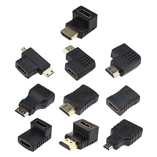 10pcs Kit d'adaptateurs HDMI Mixtes, HDMI vers Mini HDMI/Micro HDMI HDMI Femelle Mâle Connecteur de Convertisseur d'interface