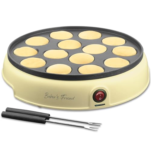 Baker's Friend Mini Pancakes Maker Machine, Dutch Mini Pancake Griddle, 14 Holes Electric Poffertjes...