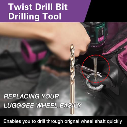 50 * 15mm/1.97 * 0.59-inch Luggage Wheels Replacement, 4 pcs TPE Suitcase Replacement wear-resistant and quiet luggage replacement wheels includes drill bit and three size of axle3