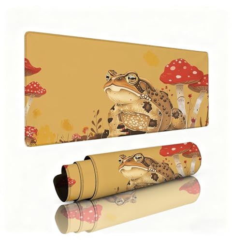 Gul Musmatta Musmatta 1600 x 800 x 3 mm Spelmatta Groda Skrivbord Halkfritt Spillbeständigt För Rengöring Tvättbar, Skrivbordstillbehör för Spelare/Skrivbord/Hem 0B-582