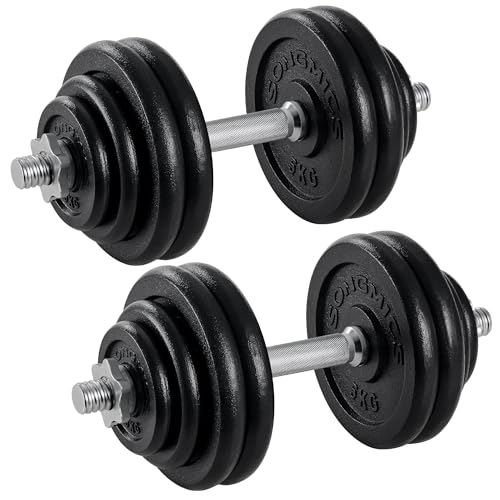 SONGMICS Hanteln, Hantelset aus Gusseisen, Kurzhanteln, 2 x 30 kg,...