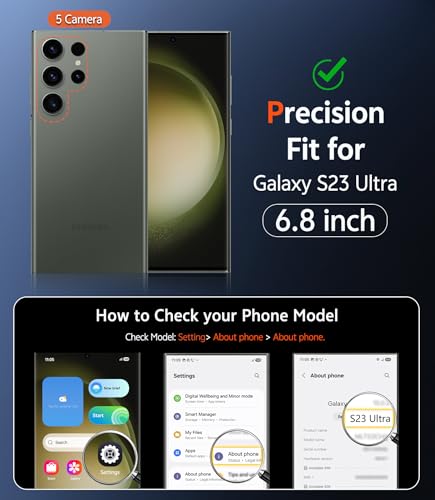 Image of FNTCASE for Samsung Galaxy S23-Ultra Case: Matte Magnetic Translucent Phone Cases Lens Protection Compatible with Magsafe Rugged Protective Cell Cover (C-Dark Green)