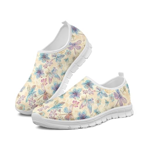 Image of Hummingbird Floral Print Lightweight Walking Shoes for Women Mesh Casual Sneakers Size 5-10.5
