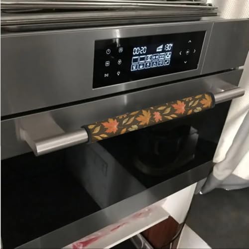 Image of Autumn Decor Refrigerator Door Handle Covers Set of 6 Washable Kitchen Appliance Decor Handles Keep Clean Anti-Slip Fridge Accessories Home Decor, Maple Fall Leaves