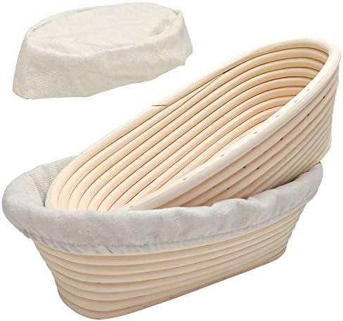 Bread Banneton Proofing Baskets 9.8in: SnailDigit Oblong Brotform Sourdough Proofing Bowls with Liners, Bread Basket for Artisan Bread Making for Professional and Home Bakers-Set of 2