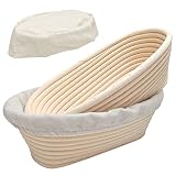 Bread Banneton Proofing Baskets 9.8in: SnailDigit Oblong Brotform Sourdough Proofing Bowls with Line