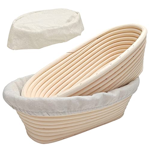 Bread Banneton Proofing Baskets 9.8In: Snaildigit Oblong Brotform Sourdough Proofing Bowls With Liners, Bread Basket For Artisan Bread Making For Professional And Home Bakers-Set Of 2 #TOP2