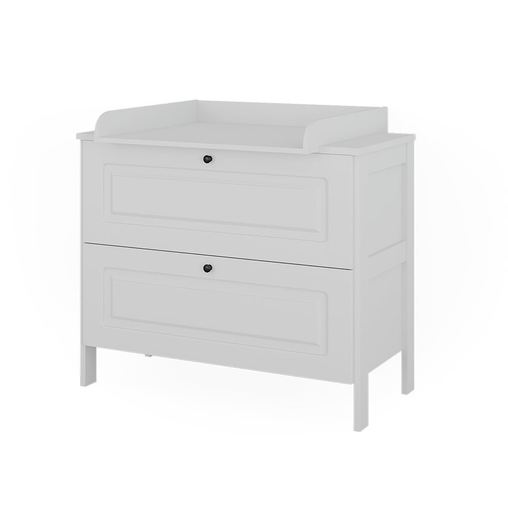 VitaliSpa Wickelkommode Ajaton, Weiß, 108 x 98 cm | mit 2 Schubladen, geeignet für handelsübliche Wickelauflagen bis 85 cm