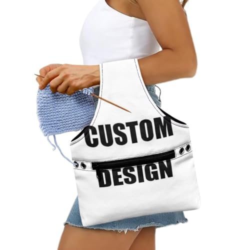 Image of KUIFORTI Custom Design Yarn Bag Holder Crochet Bag Knitting Accessories Yarn Project Bag Yarn Tote Yarn Bags for Crocheting on The Go Small Size