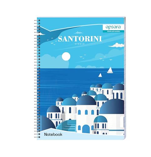 Image of Apsara 1 Subject Spiral Notebook, 180 Pages, Pack of 1, Single Line, 60 GSM - 29.7 cm x 21 cm, Soft Cover Notebook for School, College Students, Exam Preparation & Professionals, Design May Vary