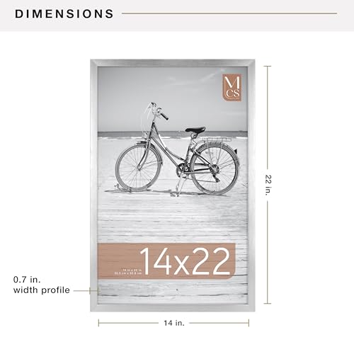 Image of MCS Foundation 14x22 Poster Frame Traditional Silver, Vertical & Horizontal Wall Hanging Large Picture Frame for Photos, Posters & Art Prints (1-Pack)