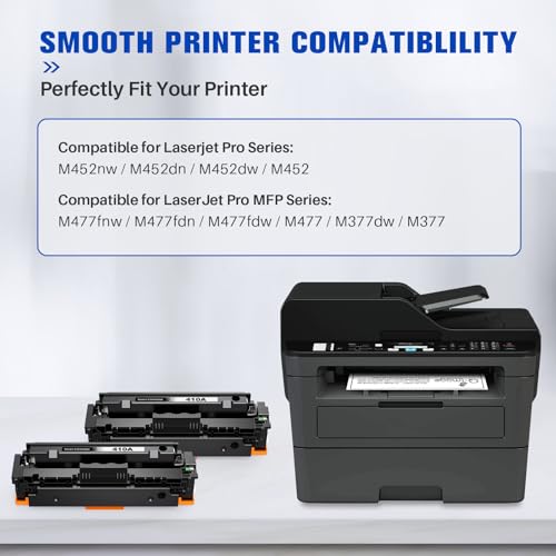 Q-image 410A Toner Kompatibel für HP 410A 410 410X CF410X CF410A Color Laserjet Pro MFP M477fdw M477fdn M377dw M477fnw M452dn M452dw M452nw M452 M477 M377 (Schwarz, 2-Pack)