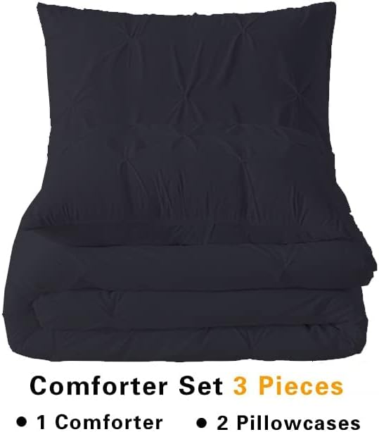 Miniatura 2 de Hermoso edredón plisado, 800 hilos, 100% algodón egipcio, juego de edredón de 3 piezas, tamaño súper king, color negro