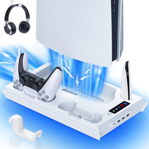 PS5 Stand with Cooling Fan & Controller Charger