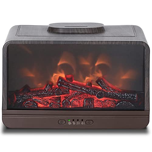 Kuifin Essential Oil Diffuser Flame Fireplace Oil Diffuser Ultrasonic Cool Mist Humidifier 300Ml With Flame Lights & Timing Modes Waterless Auto Shut-Off For Home Office #TOP12