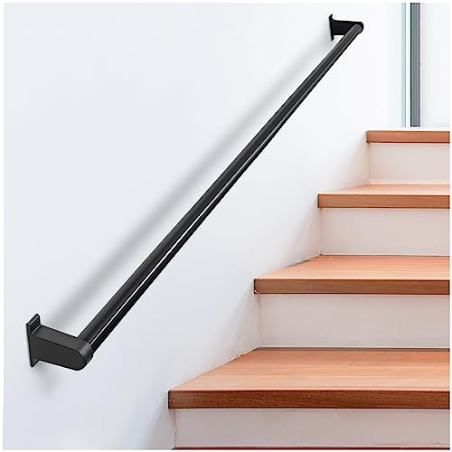SDNBHT Industrial Stair Railing Metal Hand Rails for Indoor & Outdoor Steps Wall Mount Hand Rails for Indoor Stairs 1.25 Pipe Stair Handrail for Steps Aluminum Staircase Handrail Hand Railing 4ft