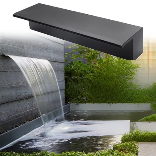 Wasserfallbrunnen für den Außenbereich, 101,6 cm, schwarz, Edelstahl, durchscheinend, für Teich und Terrasse, Einbaupool, Wasserfall, Sprühauslass