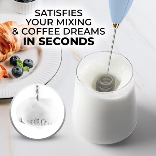 Image of Zulay Kitchen Powerful Milk Frother Wand With Duracell Batteries - Ultra Fast Handheld Drink Mixer - Electric Whisk Foam Maker for Coffee, Lattes, Cappuccino & Matcha - Triple Whisk - Noble Lavender